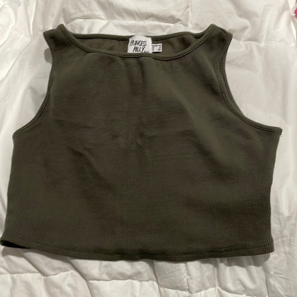 Princess Polly Green Crop Top Size 6